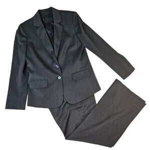 Anne Klein Womens 14 Gray Pant Suit - 2 Button Blazer Straight Leg Pants - EUC!